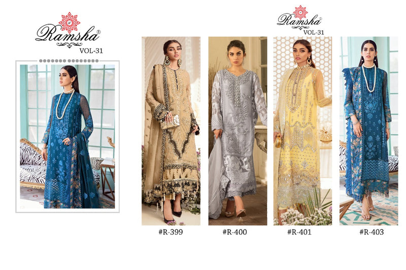 Ramsha Vol  31 Butterfly net With Heavy Embroidery Work Salwar Suit