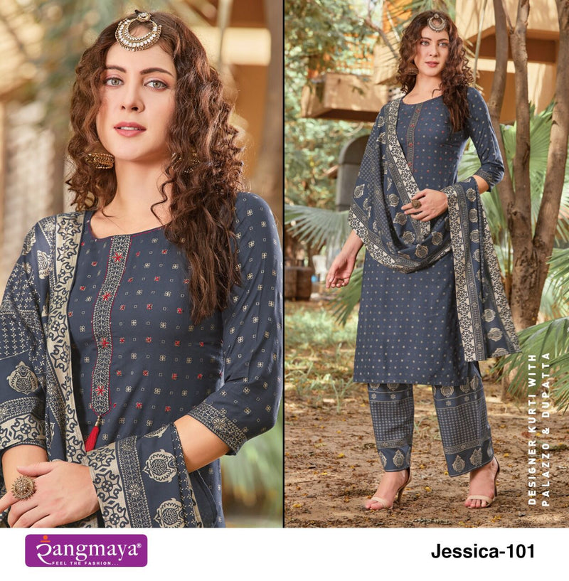 Rangmaya Jessica Rayon Palazoo And Designer Kurti