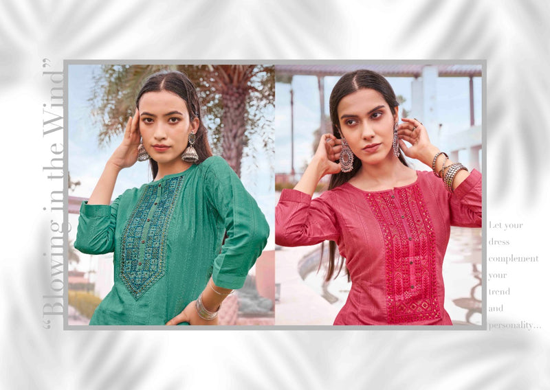 Rangoon Launch By Light Line Vol 8 Silk With Neck Work Exclusive Straight Casual Wear Kurtis