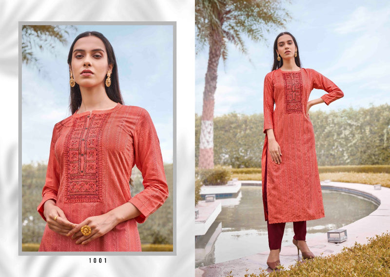 Rangoon Launch By Light Line Vol 8 Silk With Neck Work Exclusive Straight Casual Wear Kurtis