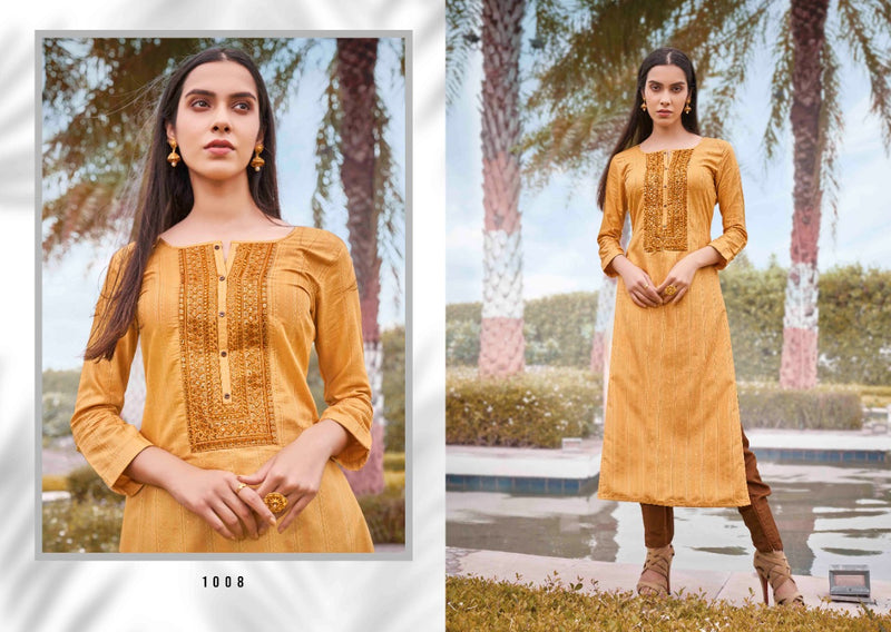 Rangoon Launch By Light Line Vol 8 Silk With Neck Work Exclusive Straight Casual Wear Kurtis