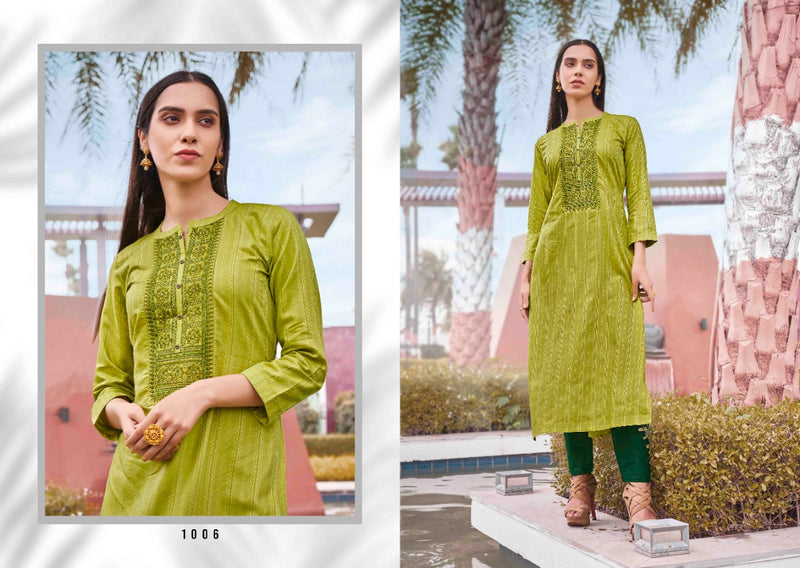 Rangoon Launch By Light Line Vol 8 Silk With Neck Work Exclusive Straight Casual Wear Kurtis
