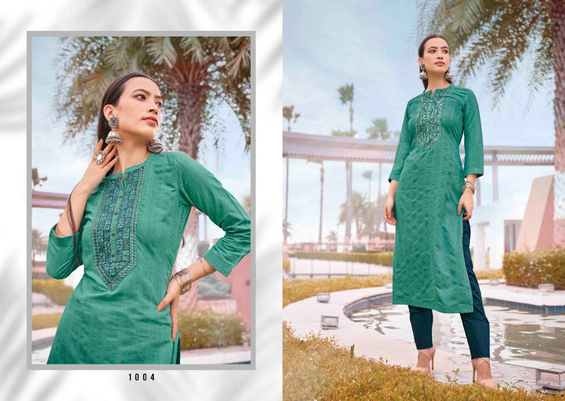Rangoon Launch By Light Line Vol 8 Silk With Neck Work Exclusive Straight Casual Wear Kurtis
