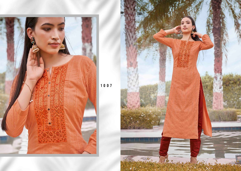 Rangoon Launch By Light Line Vol 8 Silk With Neck Work Exclusive Straight Casual Wear Kurtis