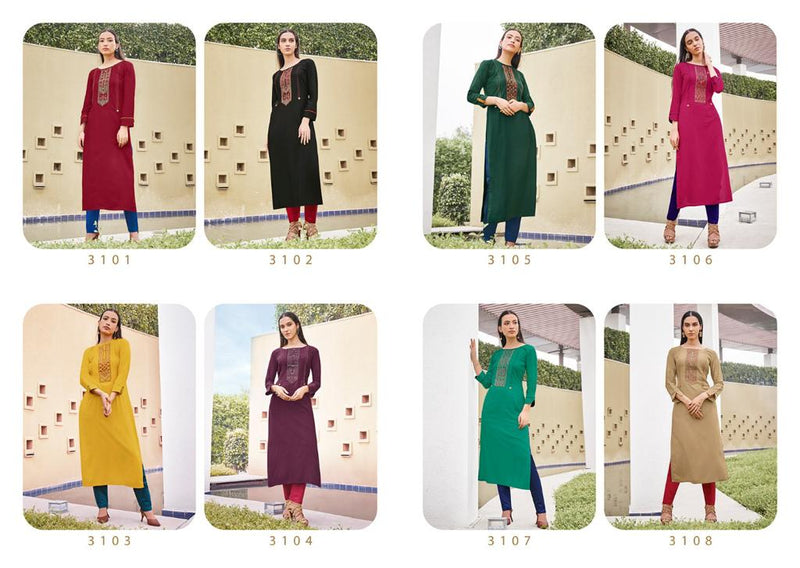 Rangoon Park Vol 3 Rayon With Value Addition Work Kurti