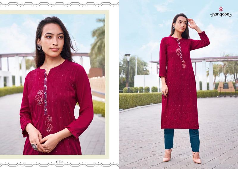 Rangoon Punch Heavy Flex Rayon Fancy Designer Kurti