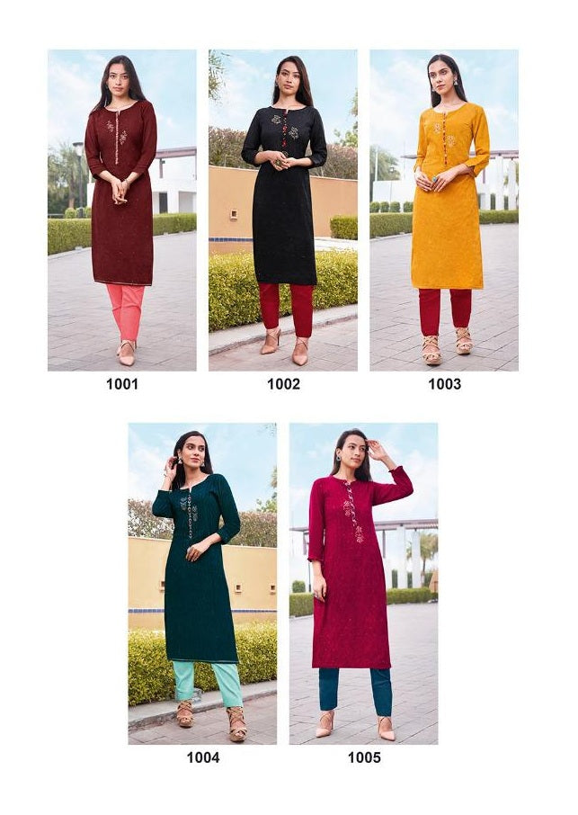 Rangoon Punch Heavy Flex Rayon Fancy Designer Kurti