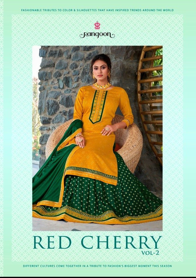 Rangoon Red Cherry Vol 2 Jam Silk Print With Embroidery Work Salwar Kameez