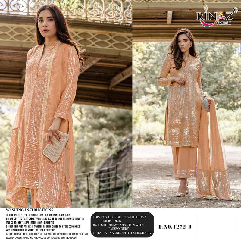 Rinaz Fashion 1272 Colour Faux Georgette Heavy Embroidery Work Salwar Kameez