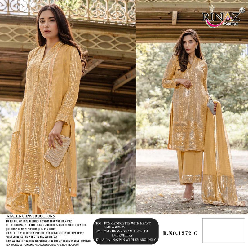 Rinaz Fashion 1272 Colour Faux Georgette Heavy Embroidery Work Salwar Kameez