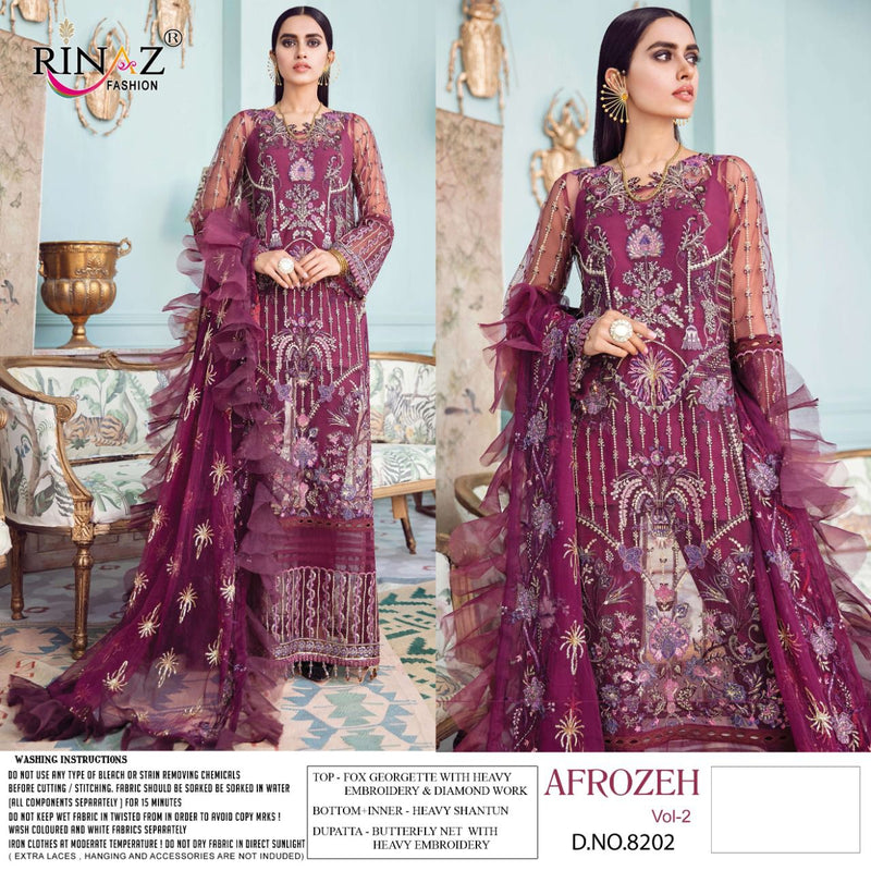 Rinaz Fashion Afroze Vol 2 Faux Georgette Fox Jorjet With Heavy Embroidery Salwar Suit