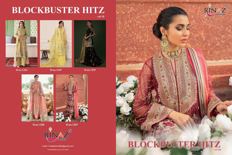 Rinaz Fashion Block Buster Vol 18 Fox Georgette Heavy Embroidered Work Pakistani Suit