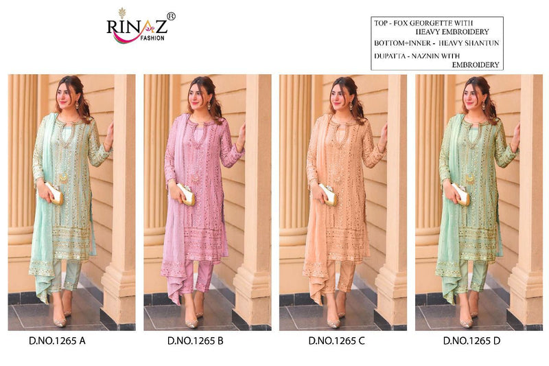Rinaz Fashion Dno 1265 Fox Georgette Heavy Embroidery Work Salwar Kameez
