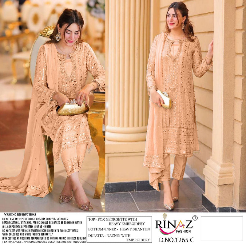 Rinaz Fashion Dno 1265 Fox Georgette Heavy Embroidery Work Salwar Kameez
