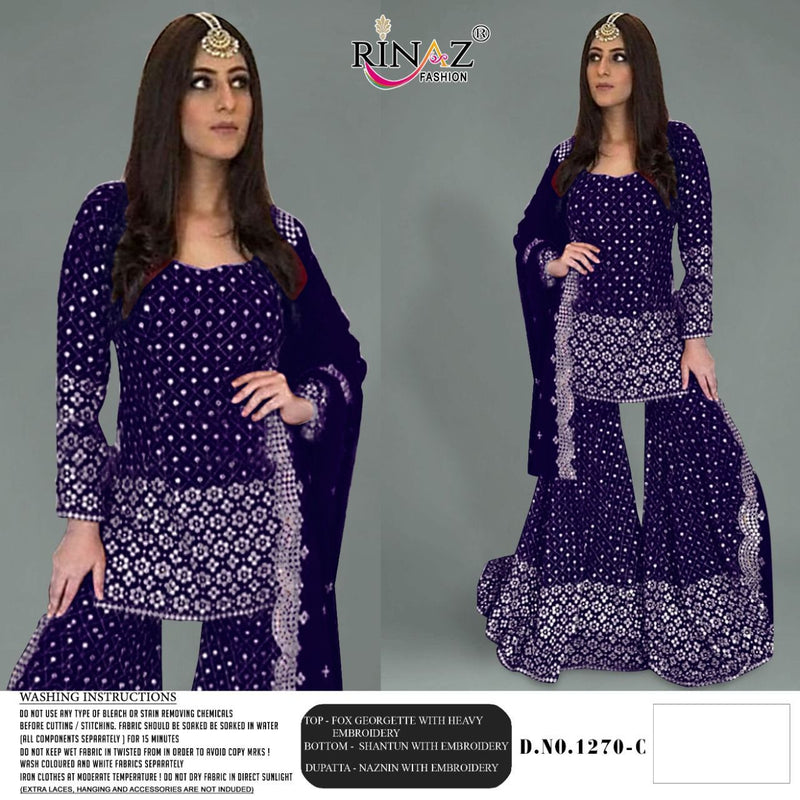 Rinaz Fashion Dno 1270 Fox Georgette Heavy Embroidered Work Pakistani Suit