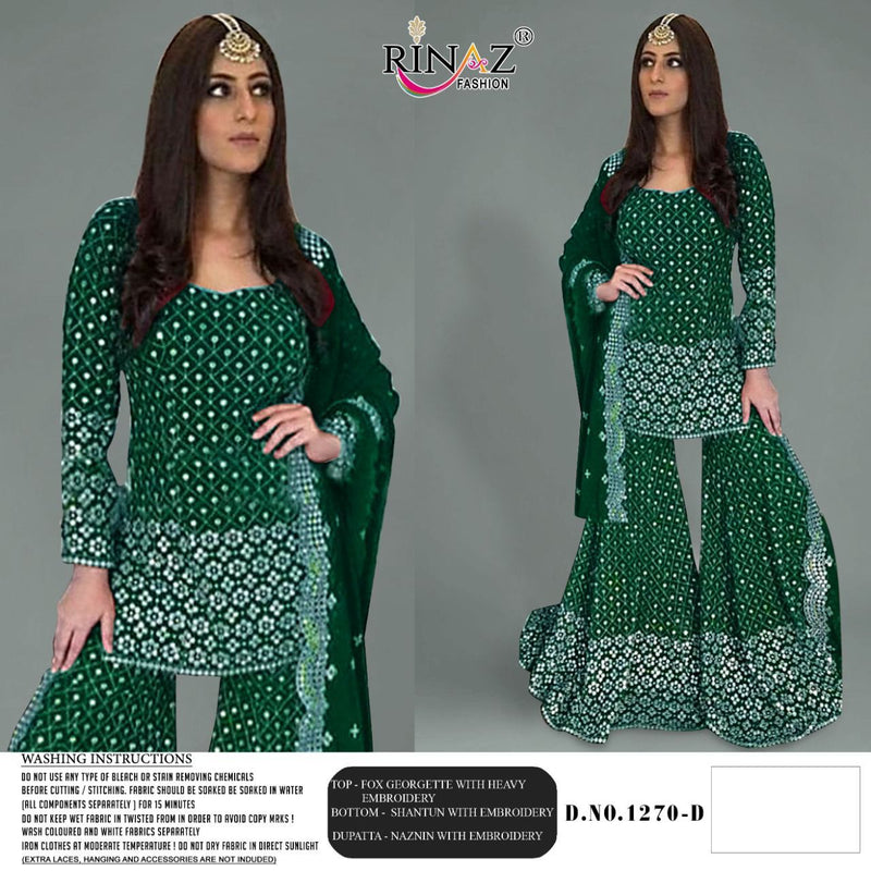 Rinaz Fashion Dno 1270 Fox Georgette Heavy Embroidered Work Pakistani Suit