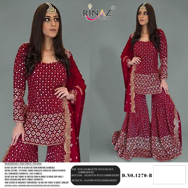 Rinaz Fashion Dno 1270 Fox Georgette Heavy Embroidered Work Pakistani Suit