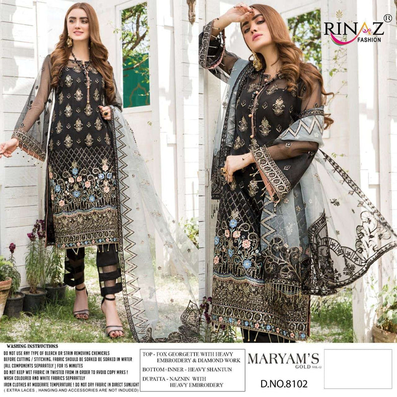 Rinaz Fashion Maryam's Gold Vol 12 Faux Georgette Embroidered Pakistani Suit