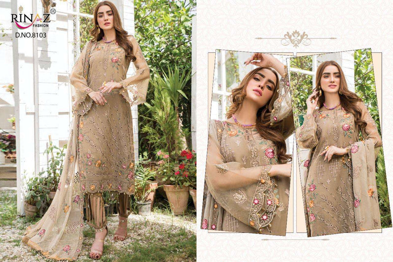 Rinaz Fashion Maryam's Gold Vol 12 Faux Georgette Embroidered Pakistani Suit