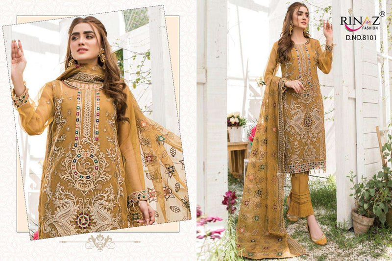 Rinaz Fashion Maryam's Gold Vol 12 Faux Georgette Embroidered Pakistani Suit