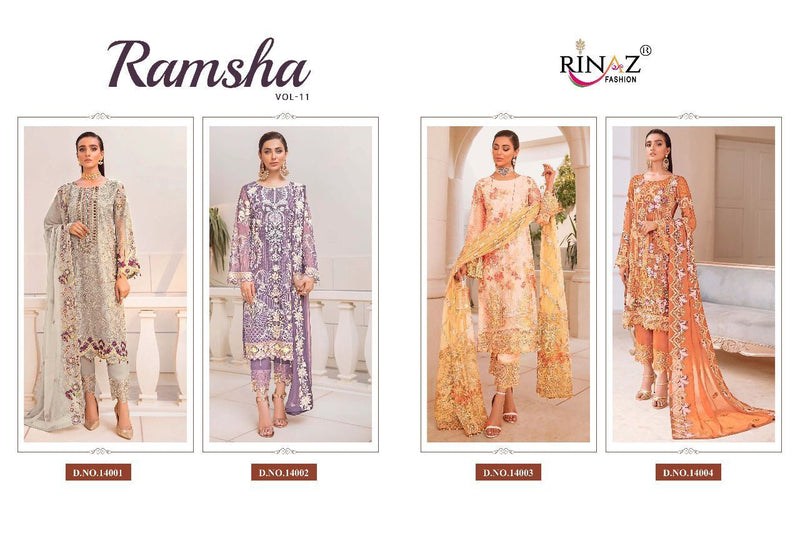 Rinaz Fashion Ramsha Vol 11 Fox Georgette Embroidery Diamond Work Salwar Kameez