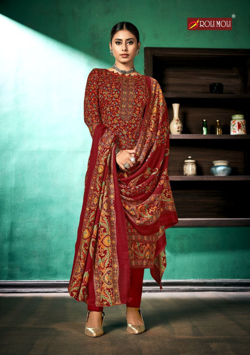 Roli Moli Creation Aadhya Pure Pashmina Print Diamond Work Winter Wear Suit