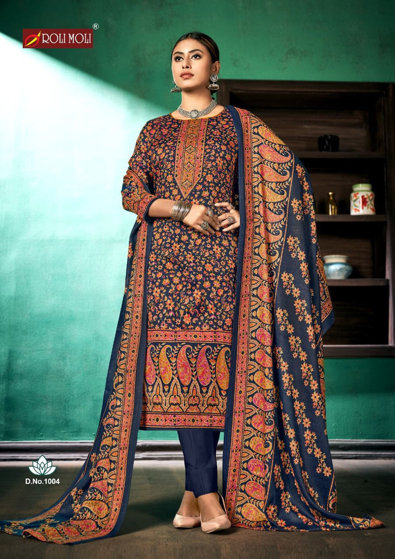 Roli Moli Creation Aadhya Pure Pashmina Print Diamond Work Winter Wear Suit