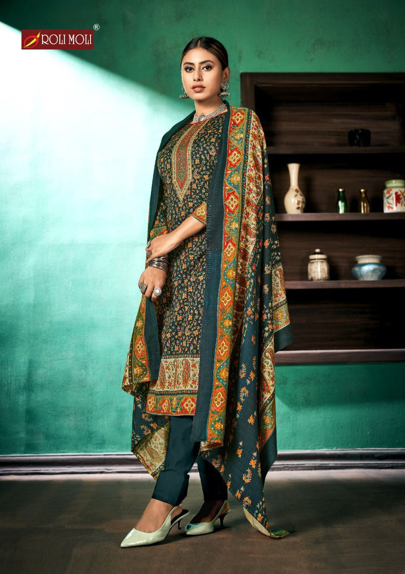 Roli Moli Creation Aadhya Pure Pashmina Print Diamond Work Winter Wear Suit