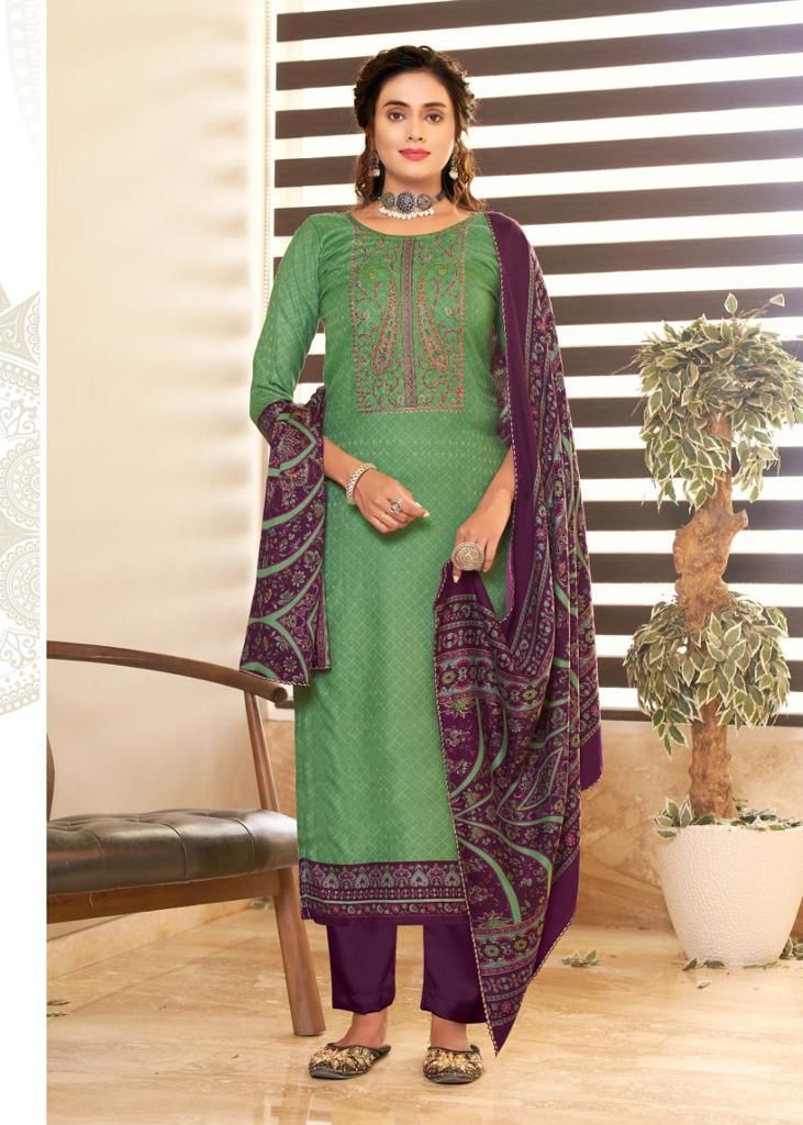 Roli Moli Jamdani Pashmina Jacquard Print Exclusive Embroidered Work Salwar Kameez