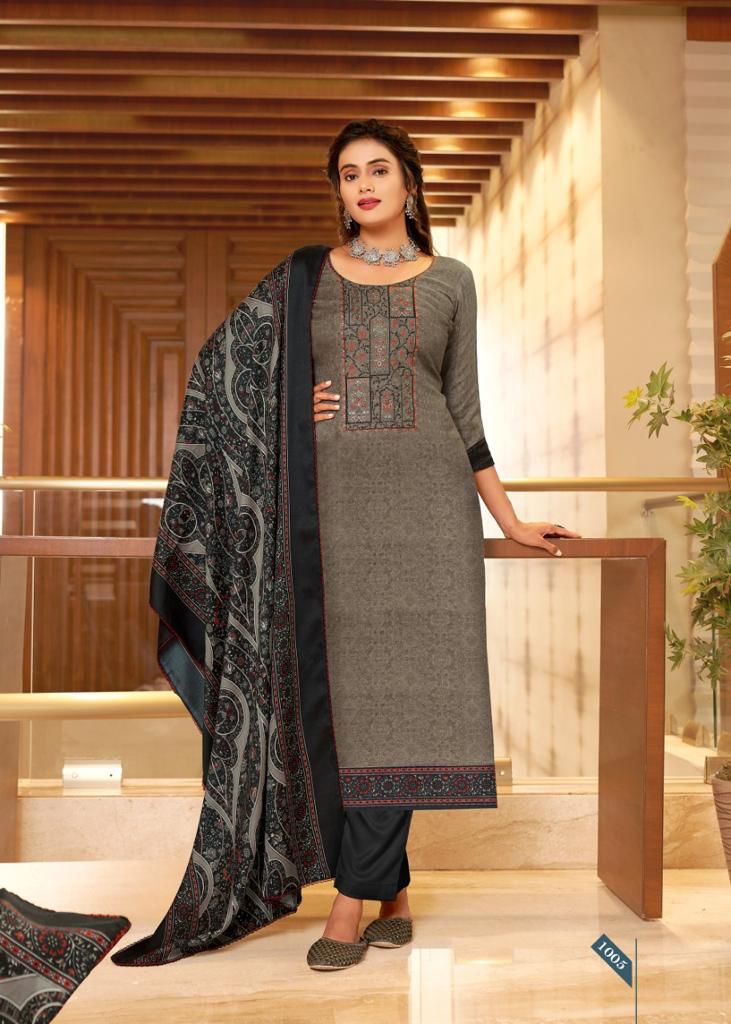Roli Moli Jamdani Pashmina Jacquard Print Exclusive Embroidered Work Salwar Kameez