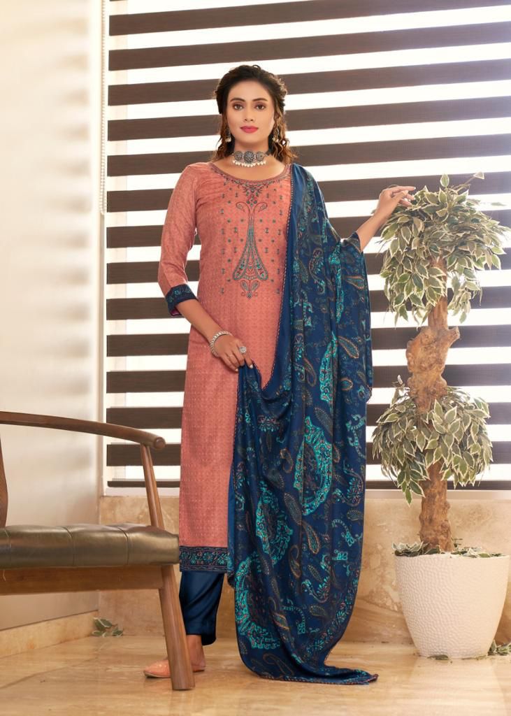 Roli Moli Jamdani Pashmina Jacquard Print Exclusive Embroidered Work Salwar Kameez