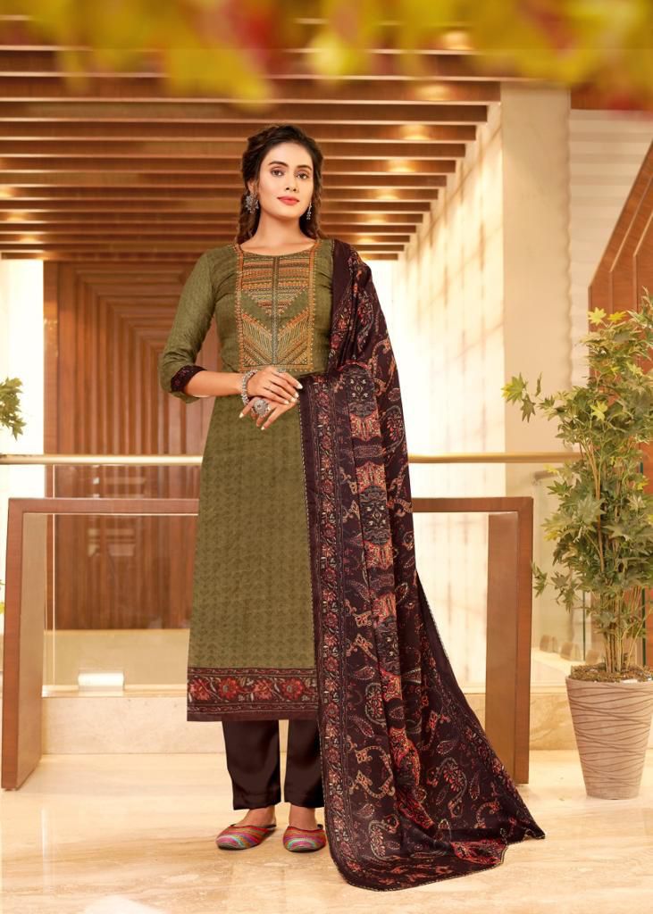 Roli Moli Jamdani Pashmina Jacquard Print Exclusive Embroidered Work Salwar Kameez
