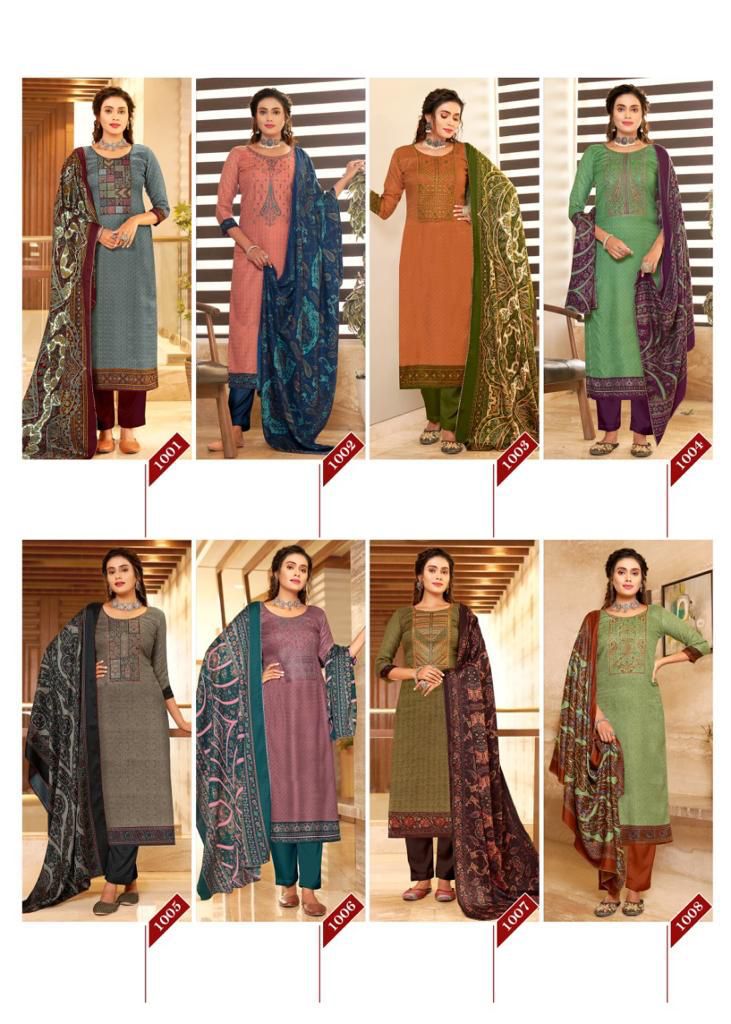 Roli Moli Jamdani Pashmina Jacquard Print Exclusive Embroidered Work Salwar Kameez