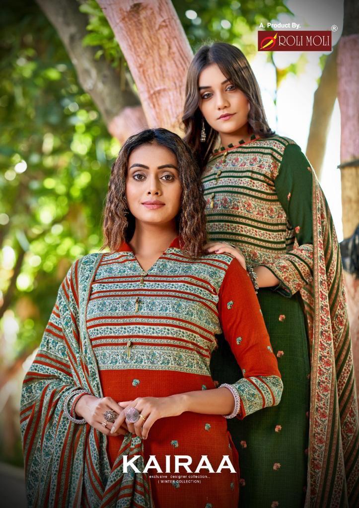 Roli Moli Kairaa Pure Pashmina Print Heavy Embroidery Work Salwar Suit
