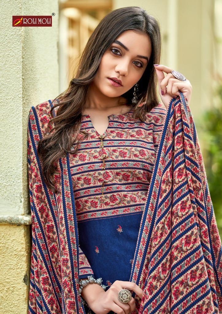 Roli Moli Kairaa Pure Pashmina Print Heavy Embroidery Work Salwar Suit