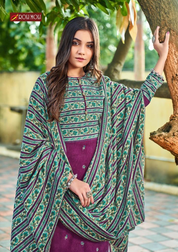 Roli Moli Kairaa Pure Pashmina Print Heavy Embroidery Work Salwar Suit