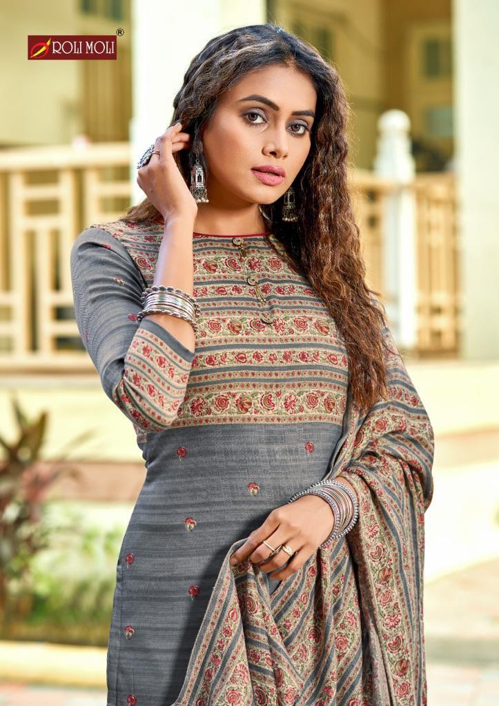 Roli Moli Kairaa Pure Pashmina Print Heavy Embroidery Work Salwar Suit