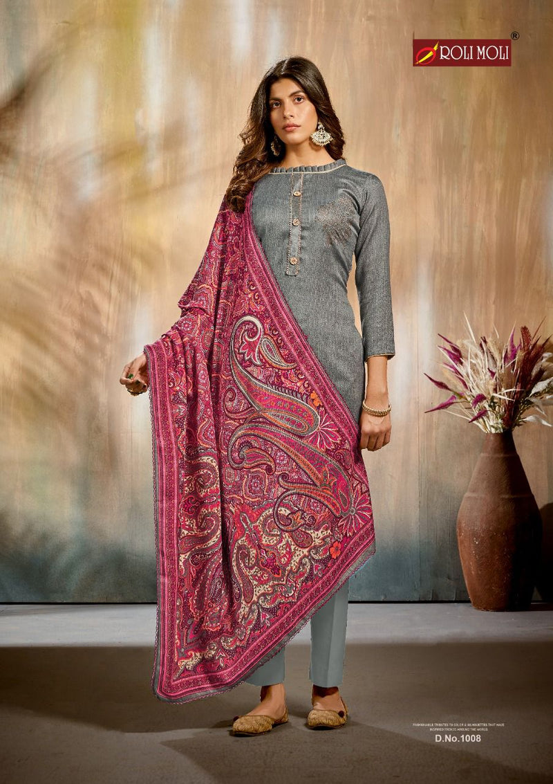 Roli Moli Riwaaz Pure Pashmina Jacquard Winter Wear Salwar Kameez