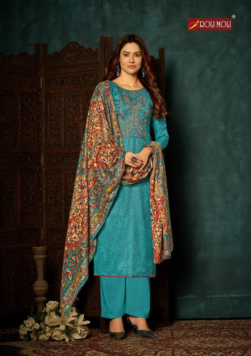 Roli Moli Zoya Pashmina Jacquard Exclusive Embroidered Work Salwar Suit