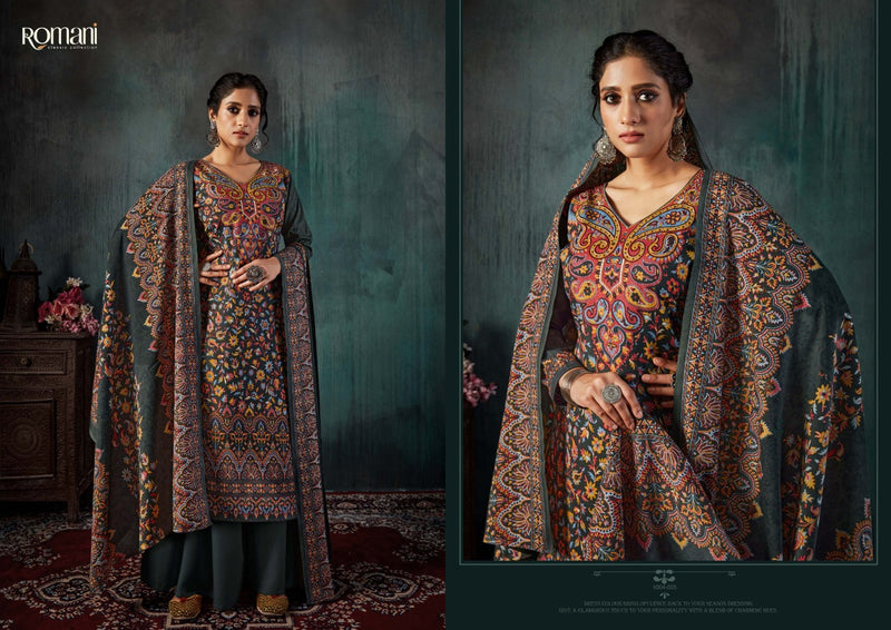 Romani Kashmiri Kaani Spun Print Casual Daily Wear Salwar Kameez