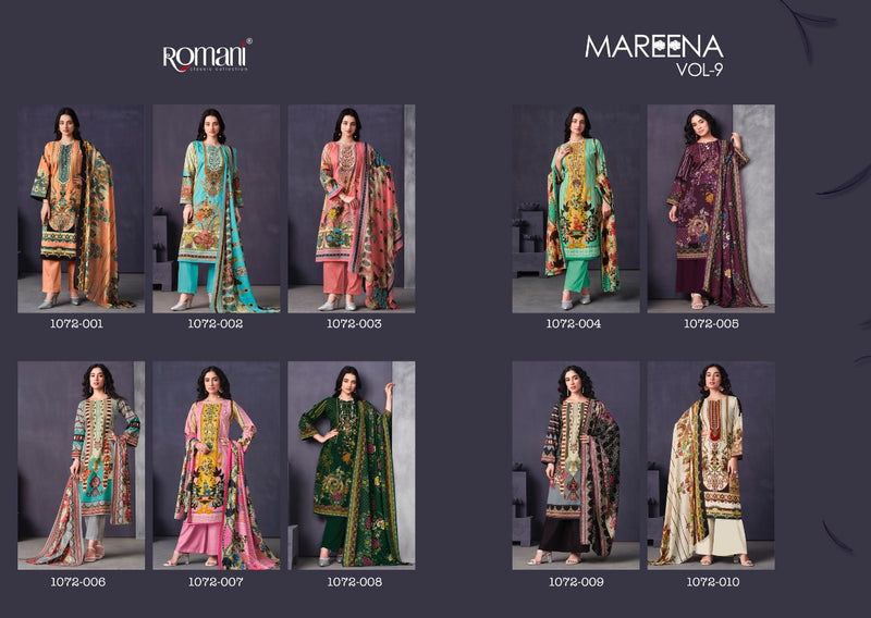 Romani Mareena Premium Cotton Digital Print Heavy Embroidery Work Salwar Suit