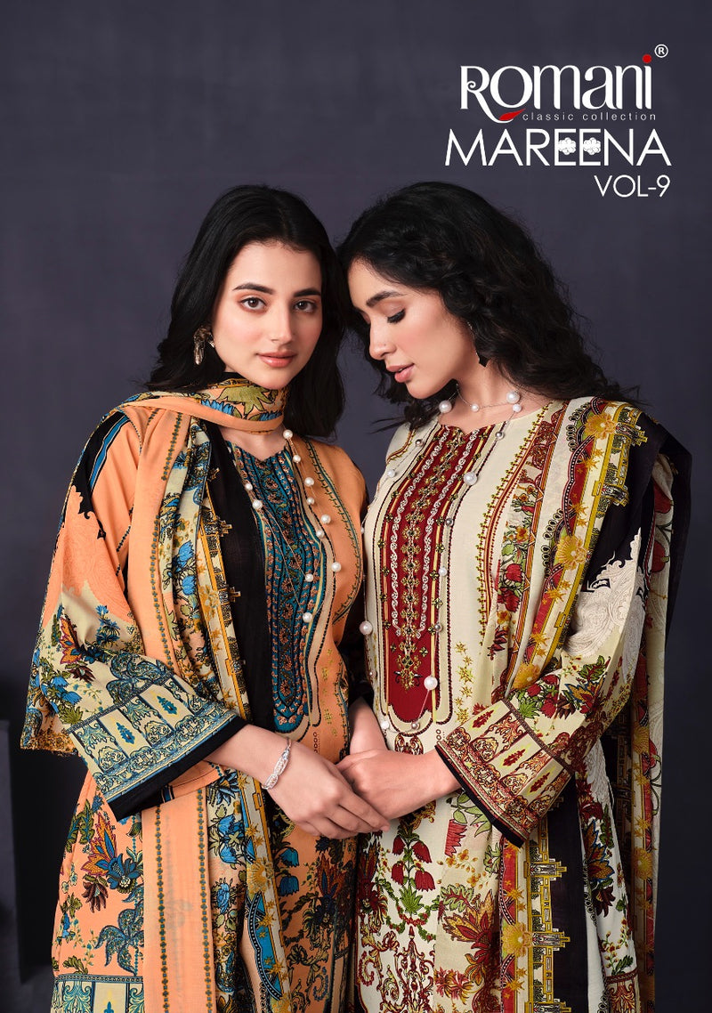 Romani Mareena Premium Cotton Digital Print Heavy Embroidery Work Salwar Suit