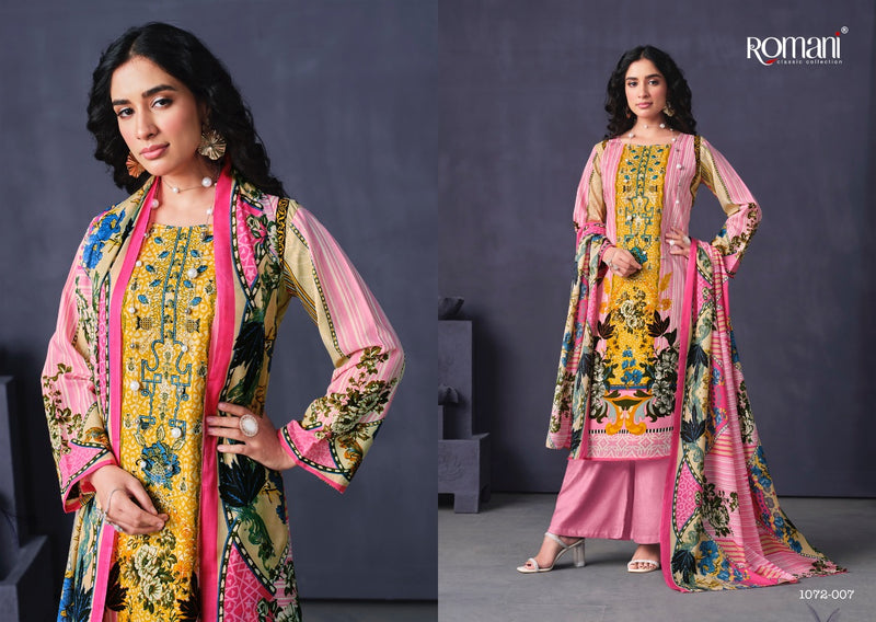Romani Mareena Premium Cotton Digital Print Heavy Embroidery Work Salwar Suit
