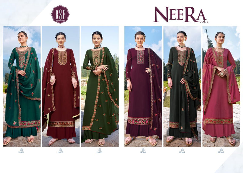 Rsf Neera Vol 2 Chinon Silk  Fabric With Full Body Embroidery Work