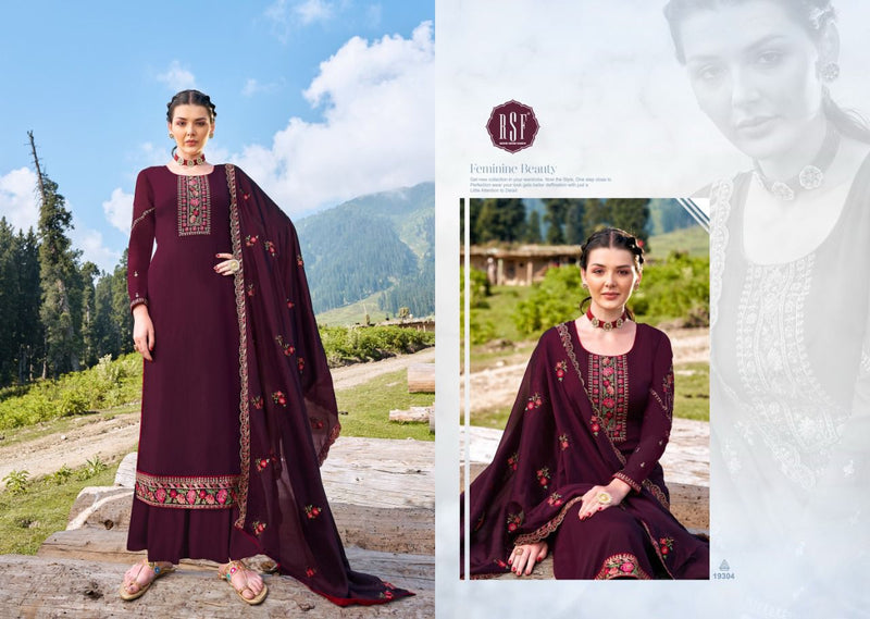 Rsf Neera Vol 2 Chinon Silk  Fabric With Full Body Embroidery Work