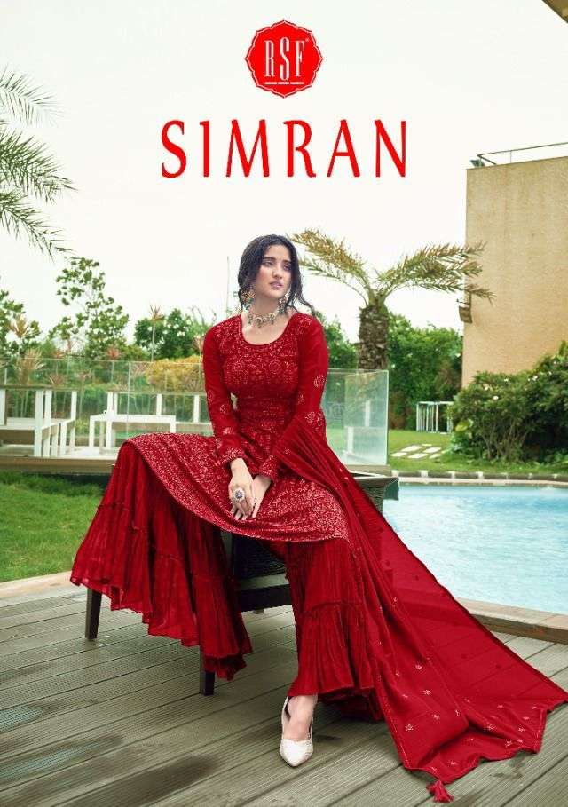 Rsf Simran Pure Faux Georgette Heavy Embroidery Sequence Work Salwar Suit