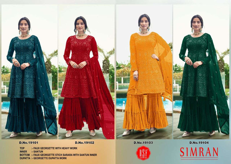 Rsf Simran Pure Faux Georgette Heavy Embroidery Sequence Work Salwar Suit