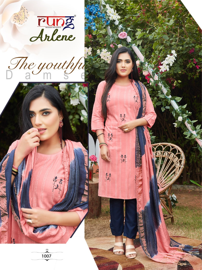 Rung Launch Arlene Rayon With Hand Work Regular Wear Designer Kurti With Dupatta