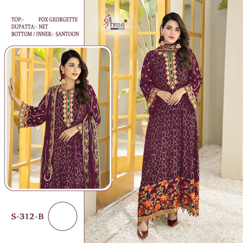 Shree Fab S 312 B Fox Georgette Stylish Designer Wear Salwar Suit