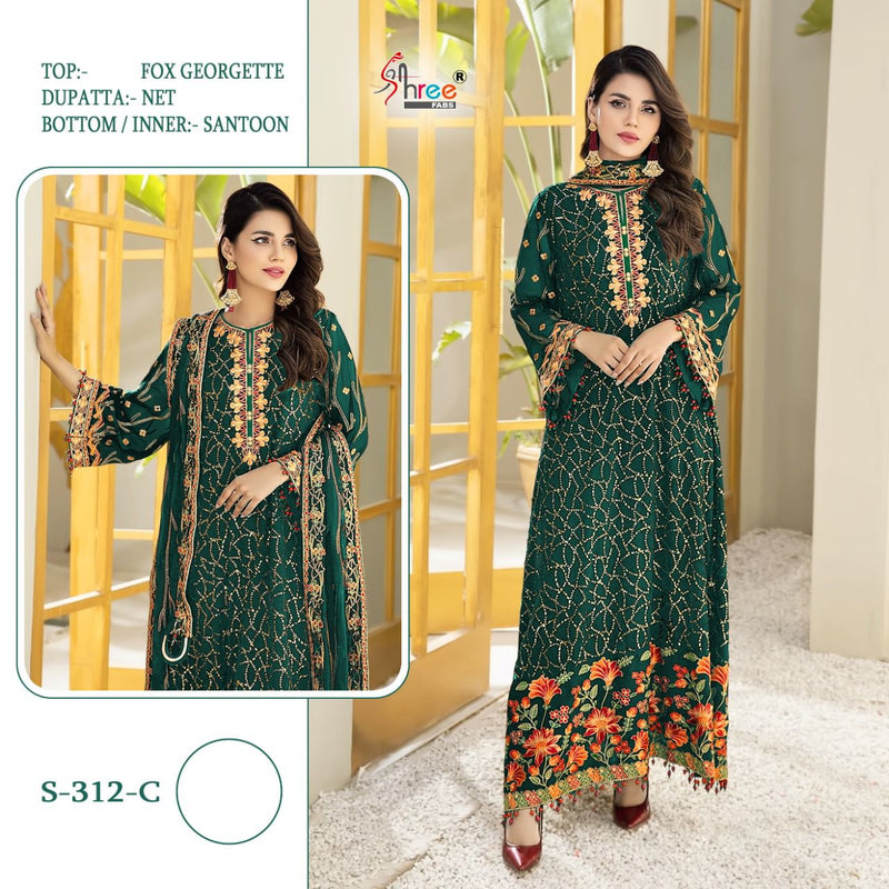 Shree Fab S 312 C Fox Georgette Stylish Designer Wear Salwar Suit